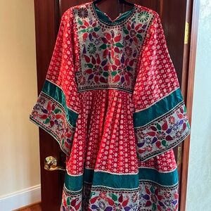 Floral Red and Green Afghan Clothes